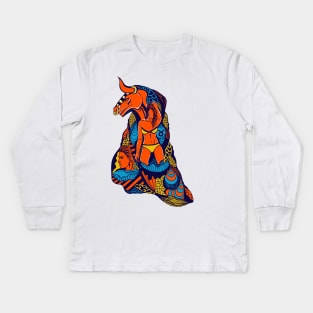 Orange Blue Her Taurus Kids Long Sleeve T-Shirt